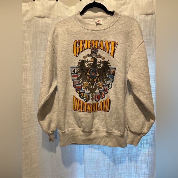 VTG Jerzees Germany Crewneck Sweatshirt Adult L 90s Reichsadler Eagle Printed - Picture 1 of 10